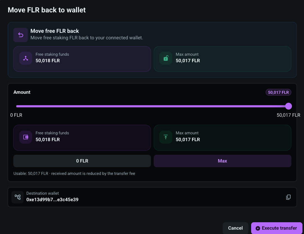 Move FLR back to wallet