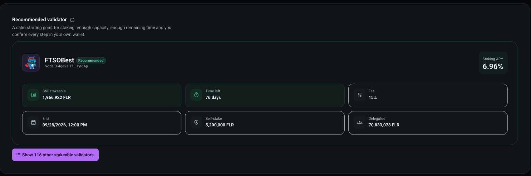 Recommended validator